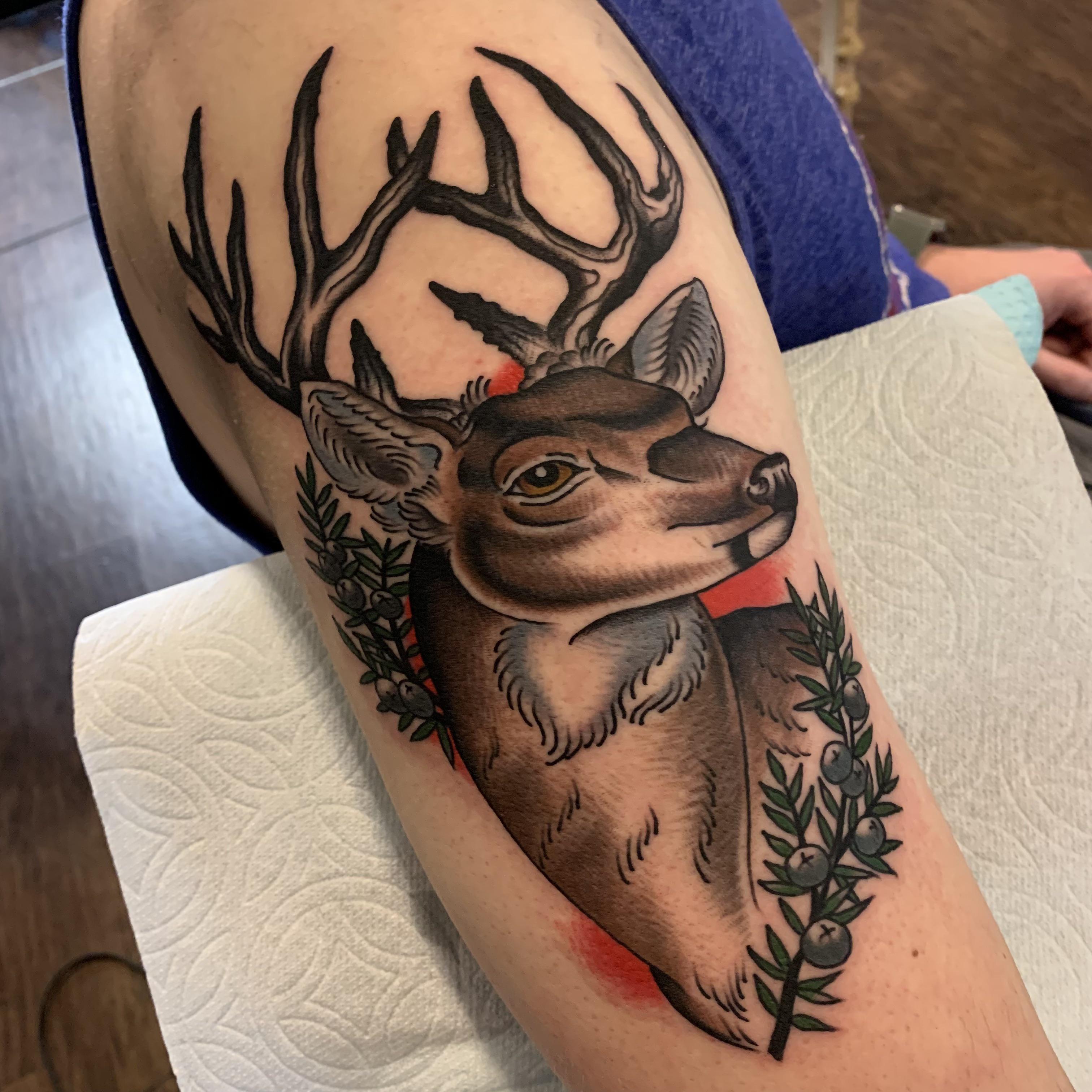 deer traditional tattoo