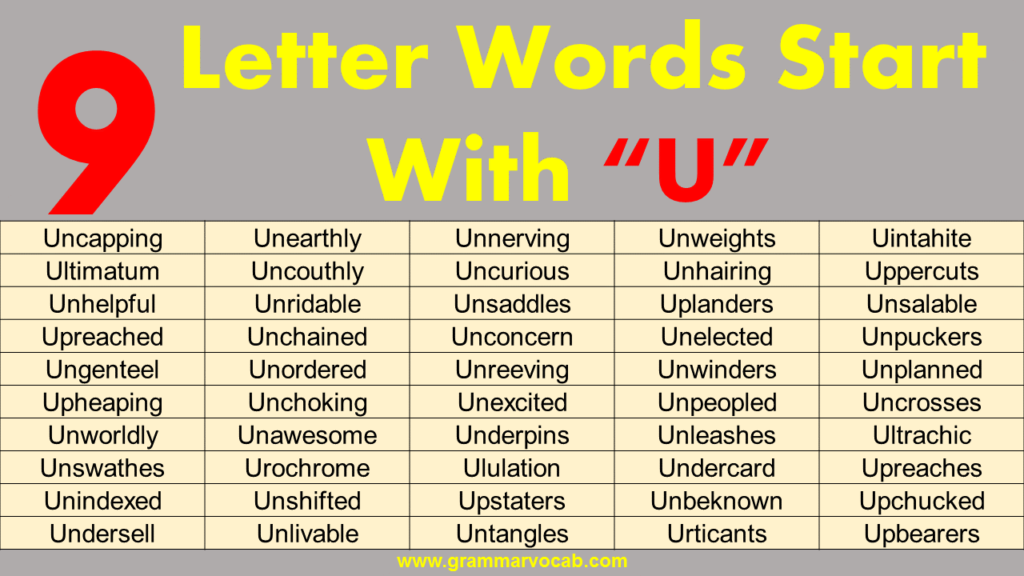 9 letter word ending in u