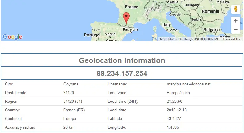 google ip locator