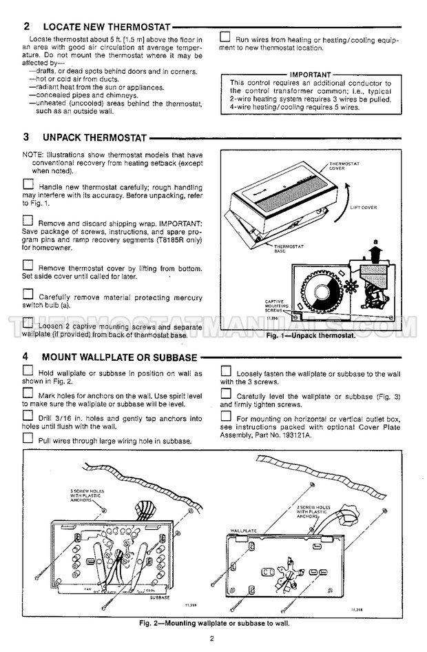 honeywell old thermostat manual