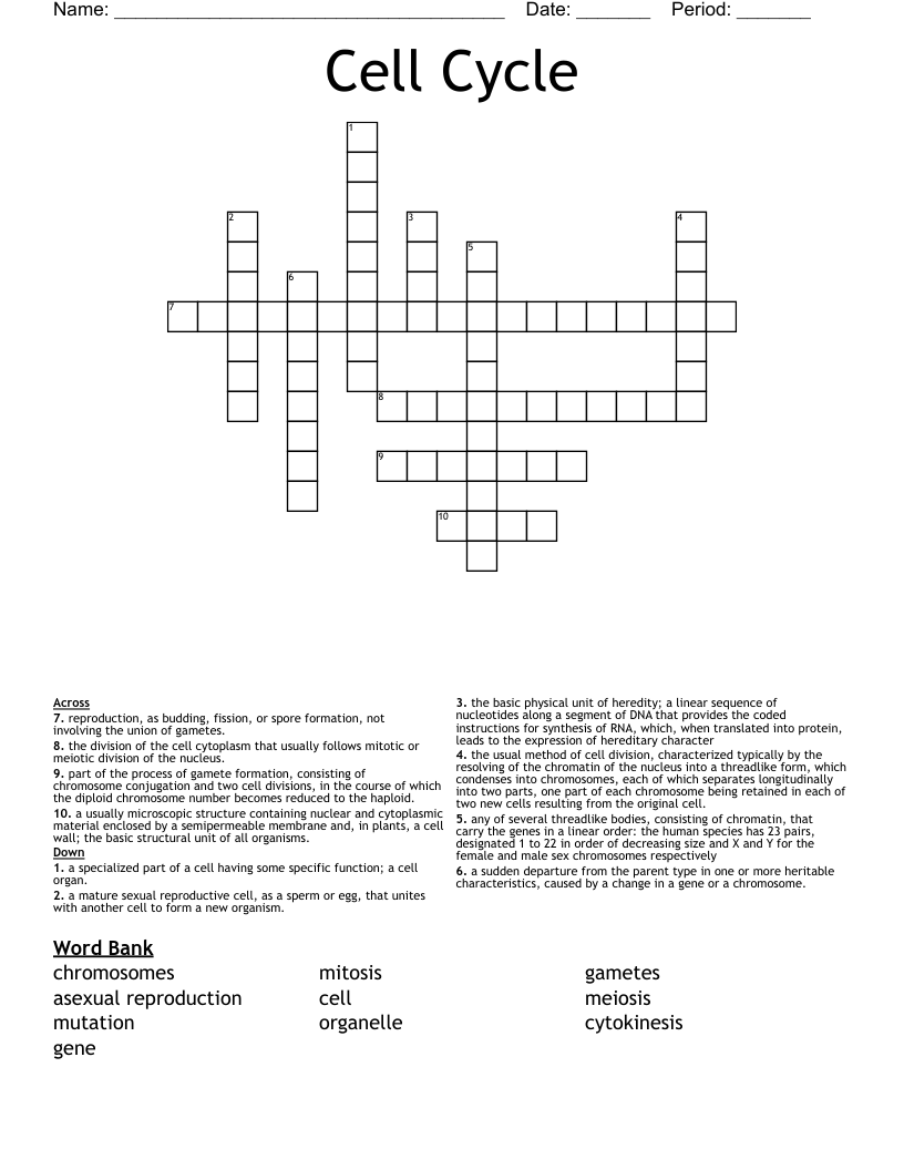 genealogical table crossword