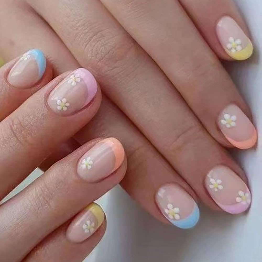 clear short nails with design