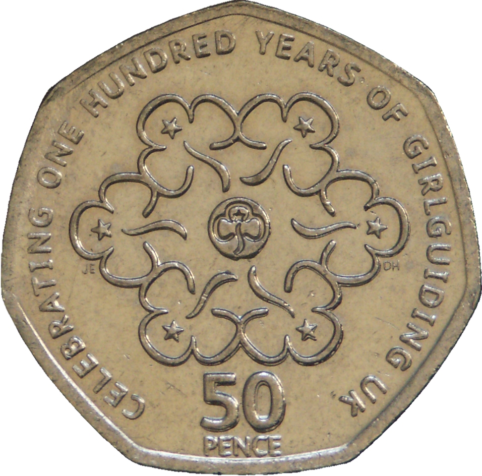 celebrating one hundred years of girlguiding 50p coin