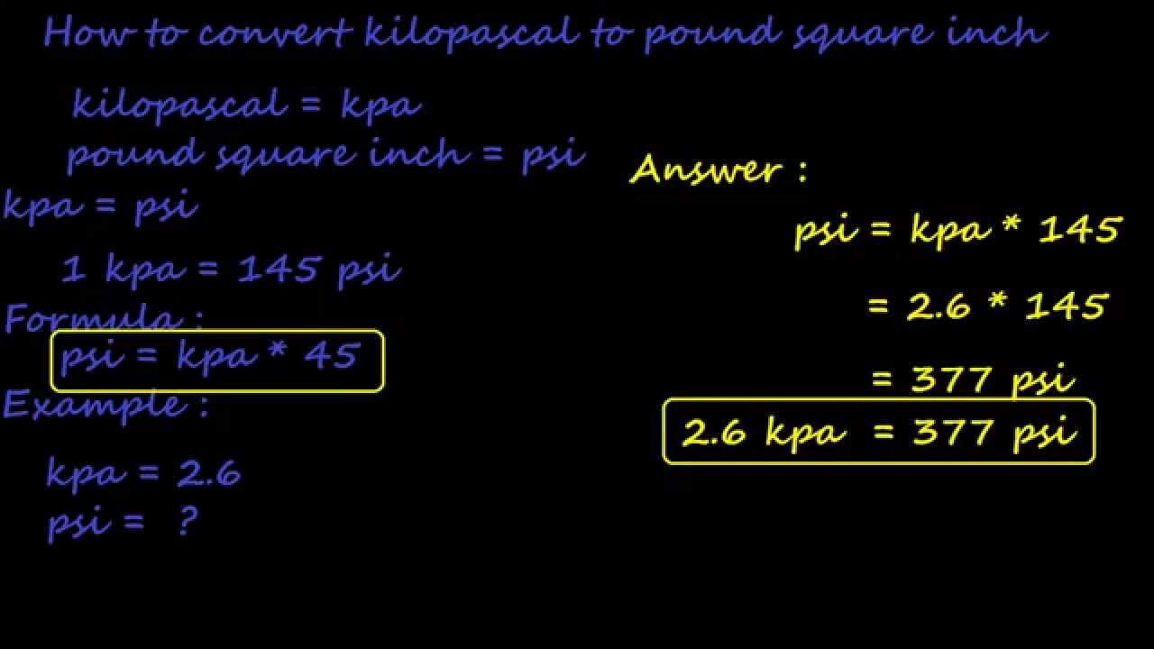 how to convert psi to kpa