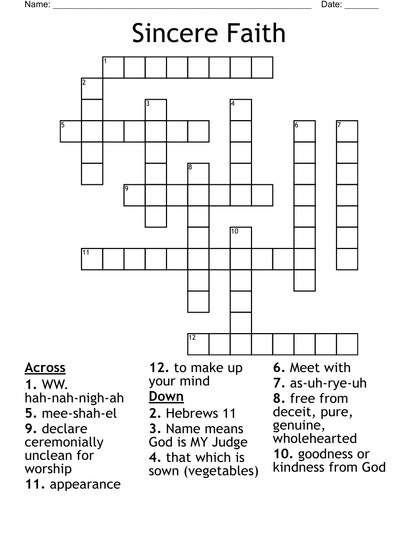 sincere crossword