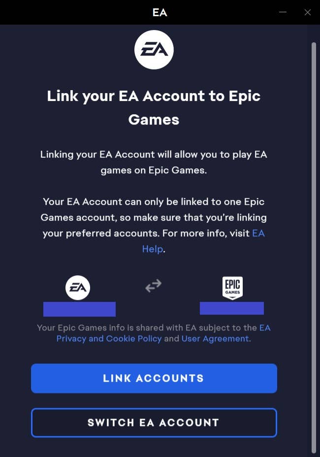 link epic games to ea