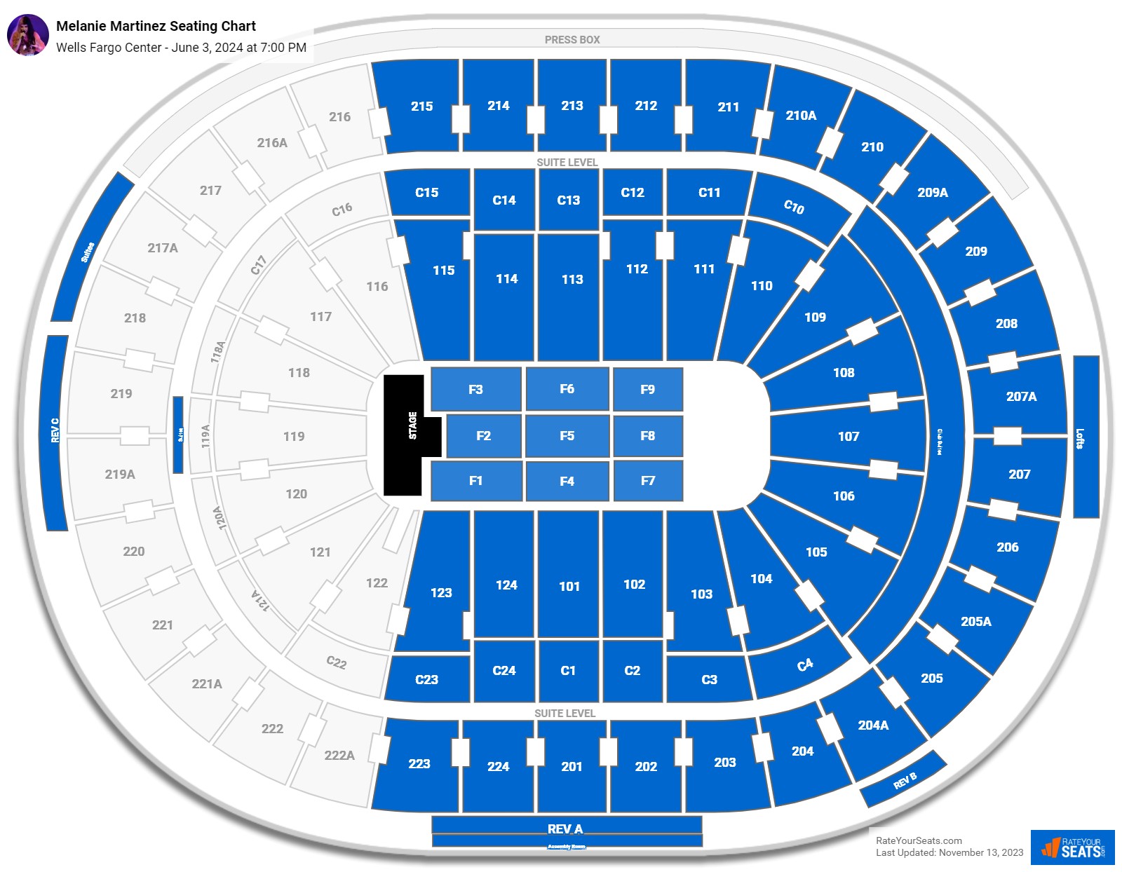 wells fargo center seating chart