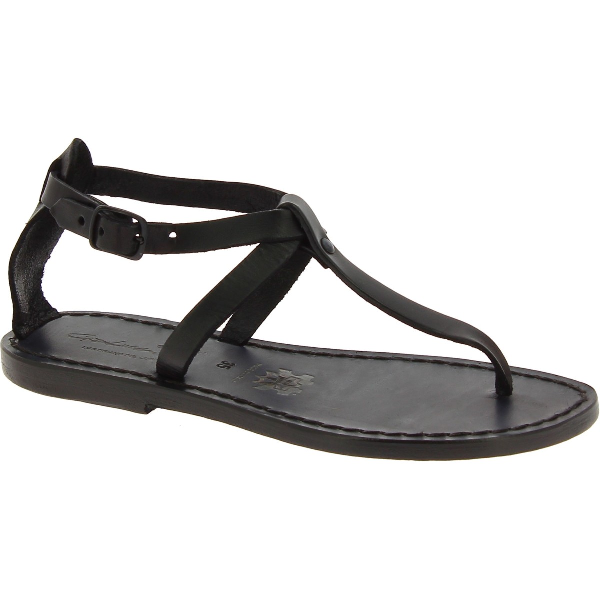 black t strap flat sandals