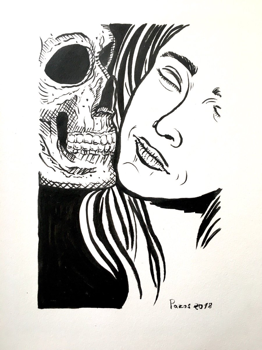 calavera besando a mujer dibujo