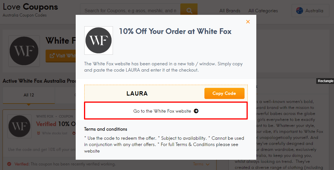 white fox coupon code