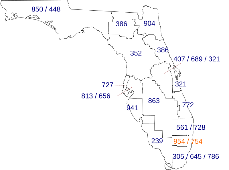 954 phone code