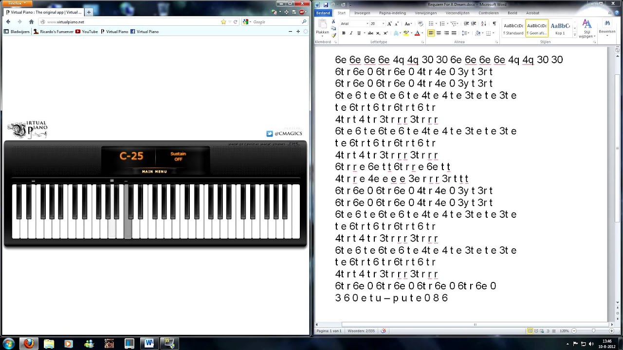 virtual piano music sheets