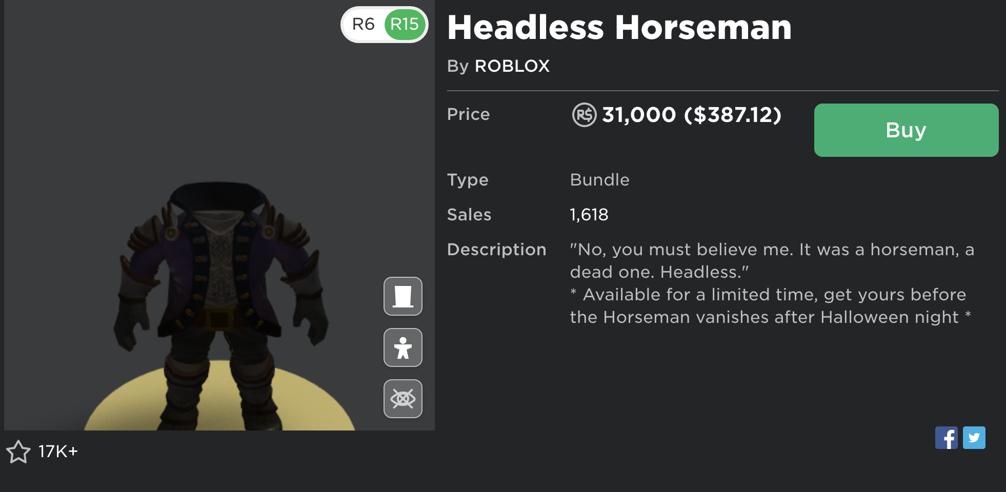 headless horseman roblox