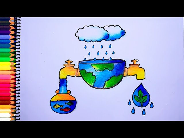 dibujo facil del cuidado del agua