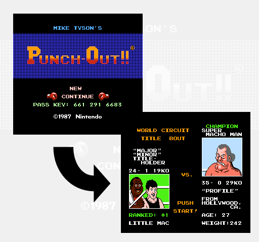 mike tyson punch out codes nes