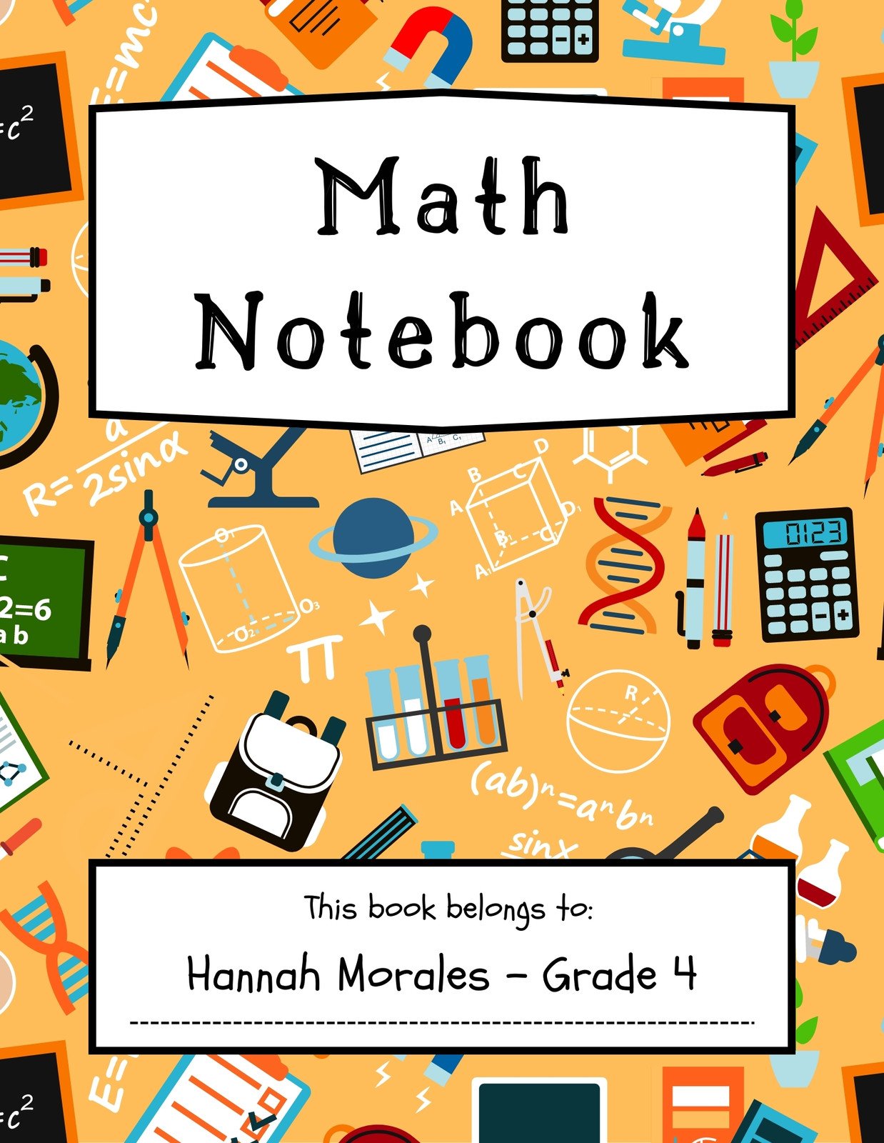 math notebook cover page