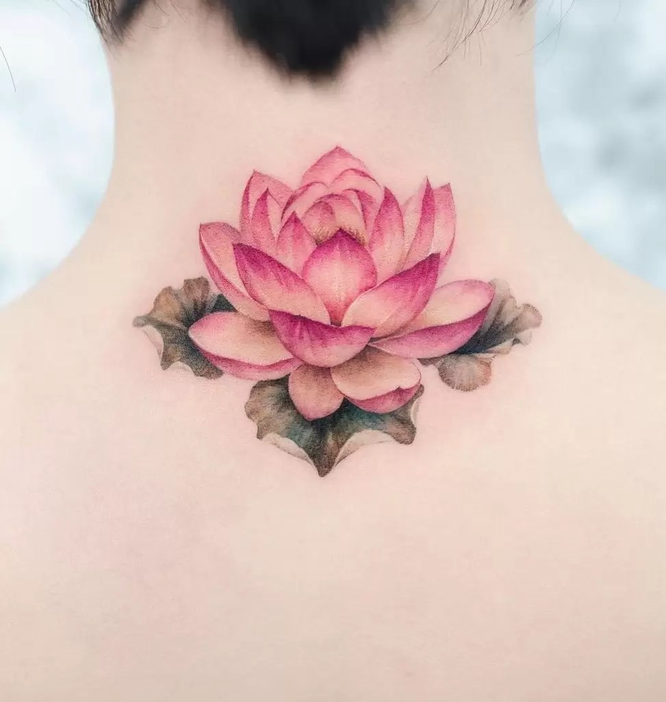 small pink lotus tattoo