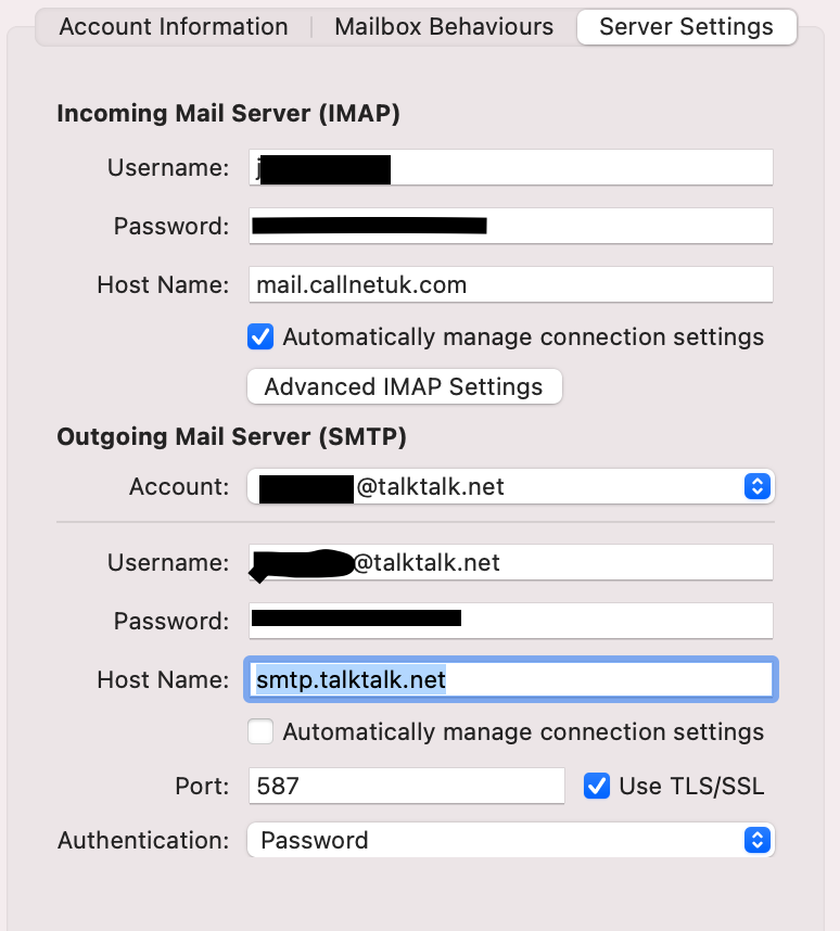 talktalk email server settings