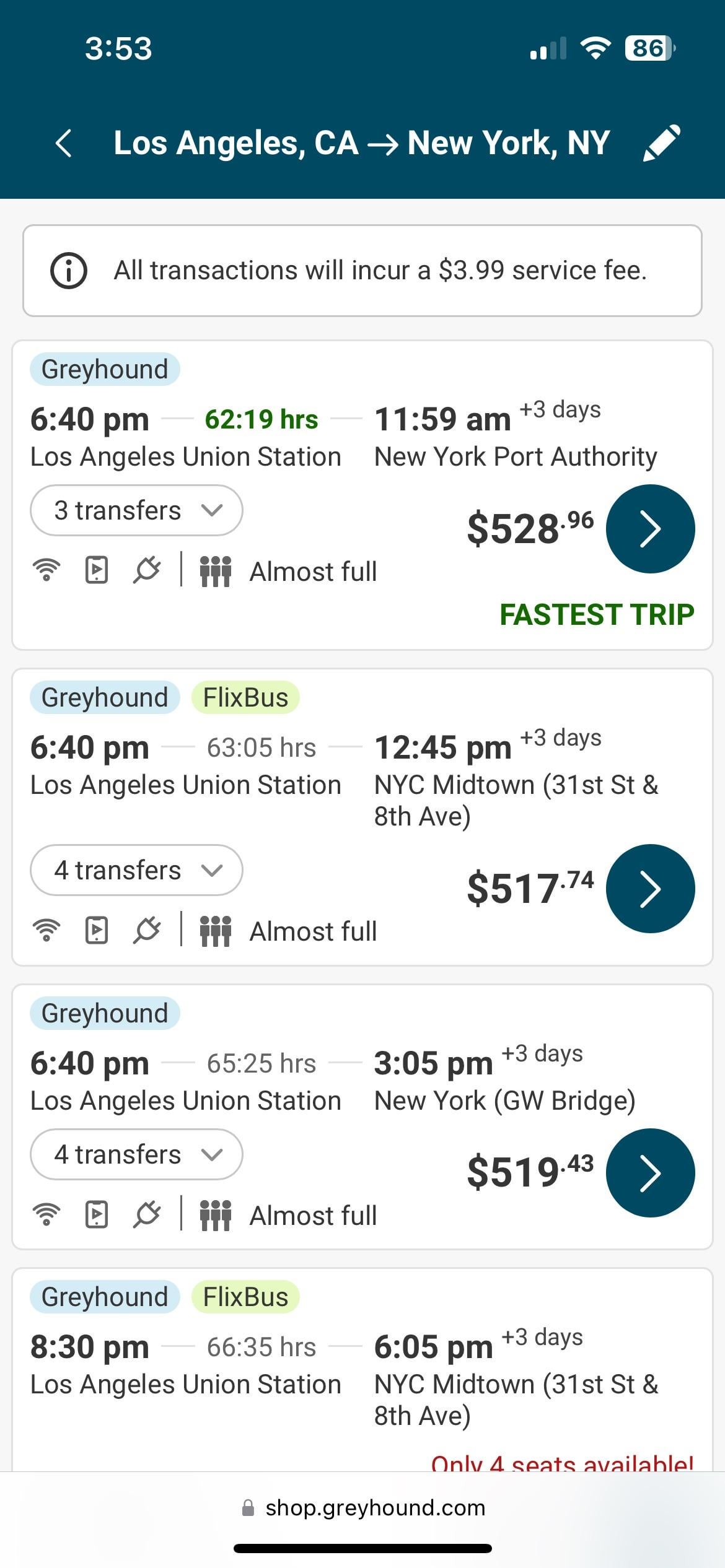 greyhound bus ticket prices one way