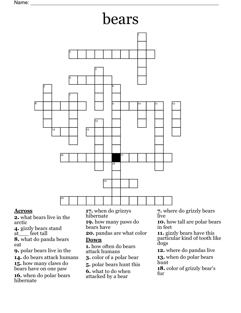 the bare necessities bear crossword