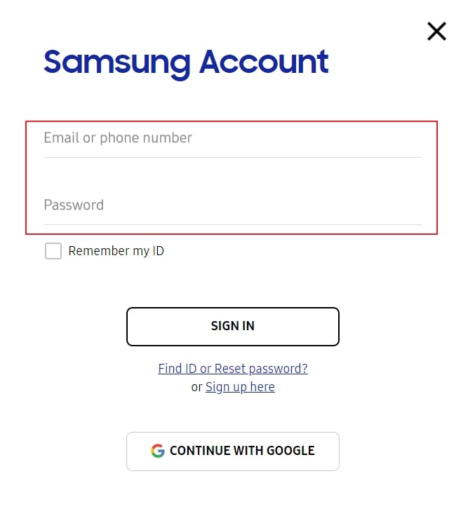 samsung account sign up