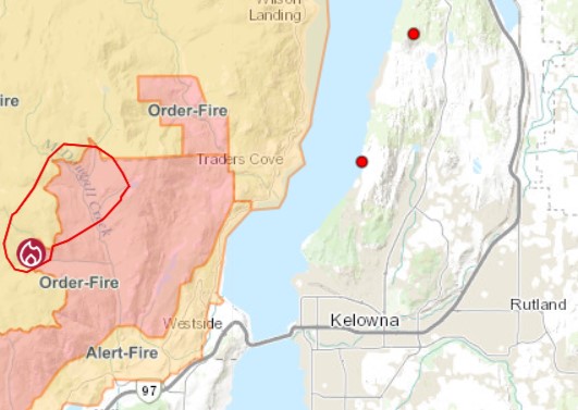 map of okanagan fires