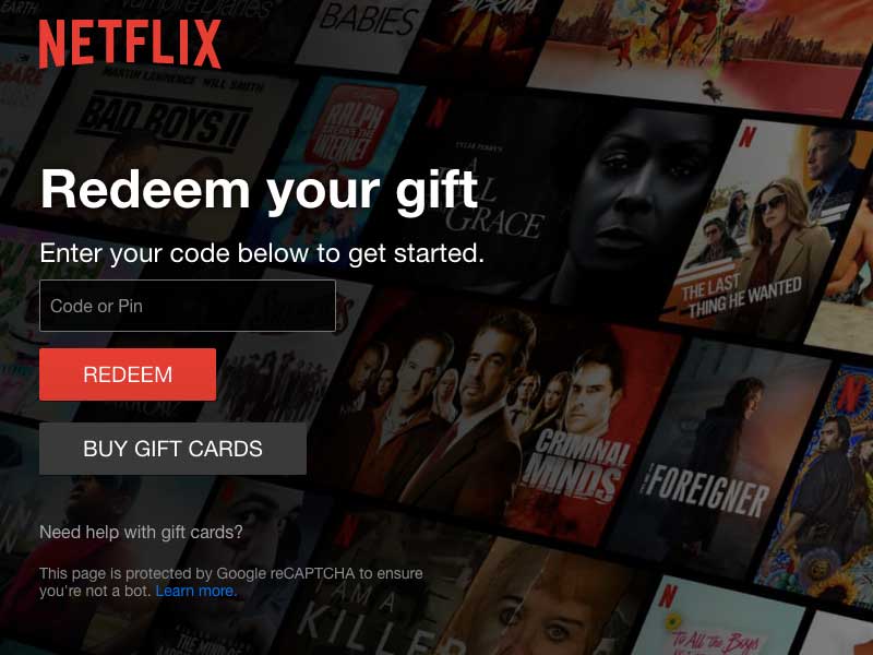 redeem your gift netflix