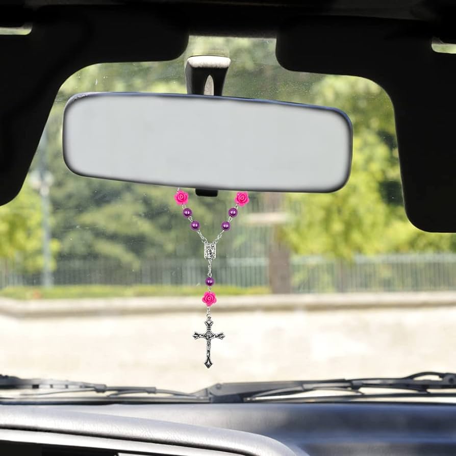 car rosary rear view mirror