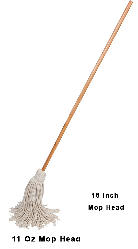 old fashioned mop with wooden handle