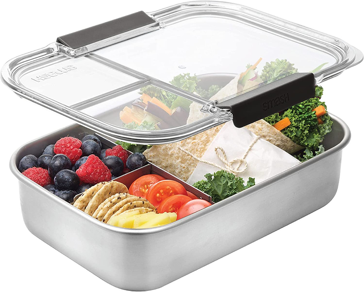 smash blue stainless steel 5 compartment bento box