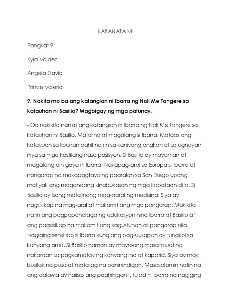 ano ang katangian ni basilio