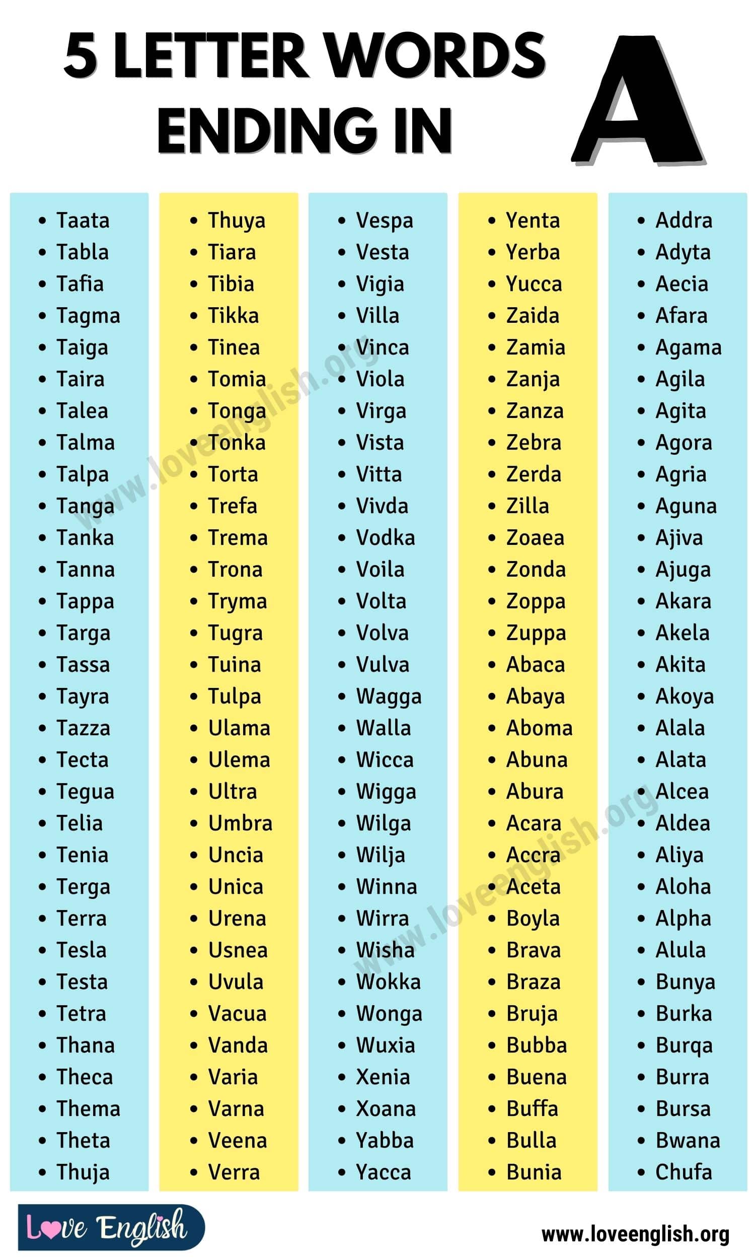 five letter words that end in ale