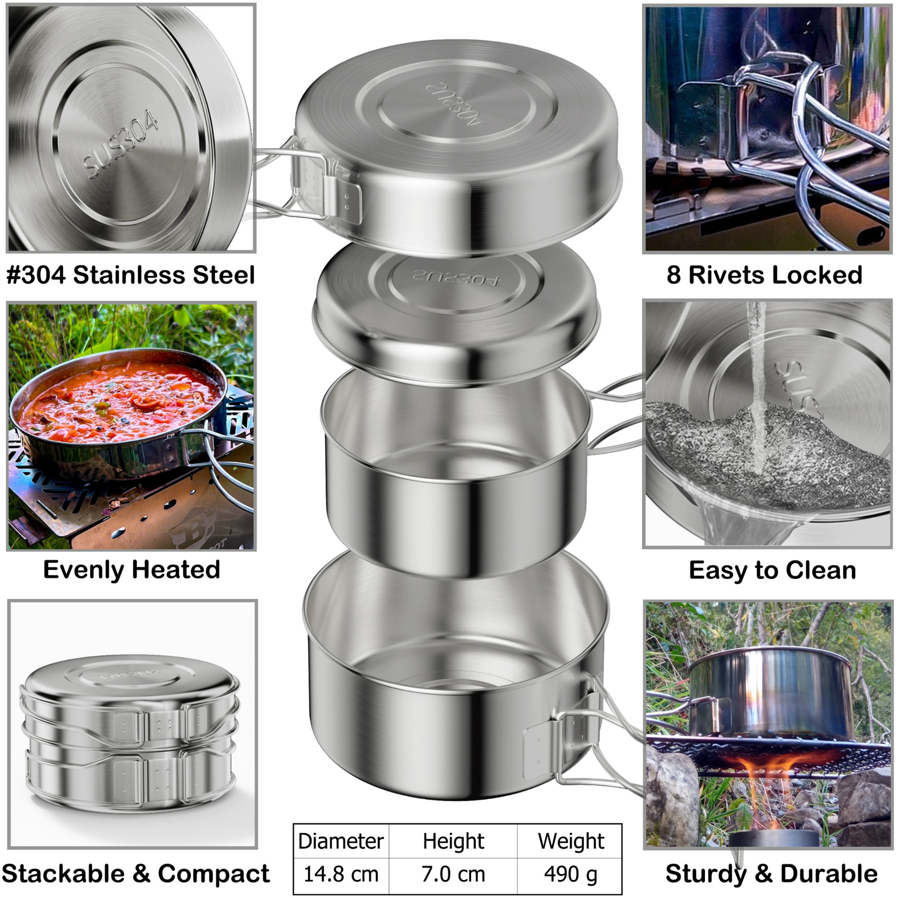 camping pot stainless steel