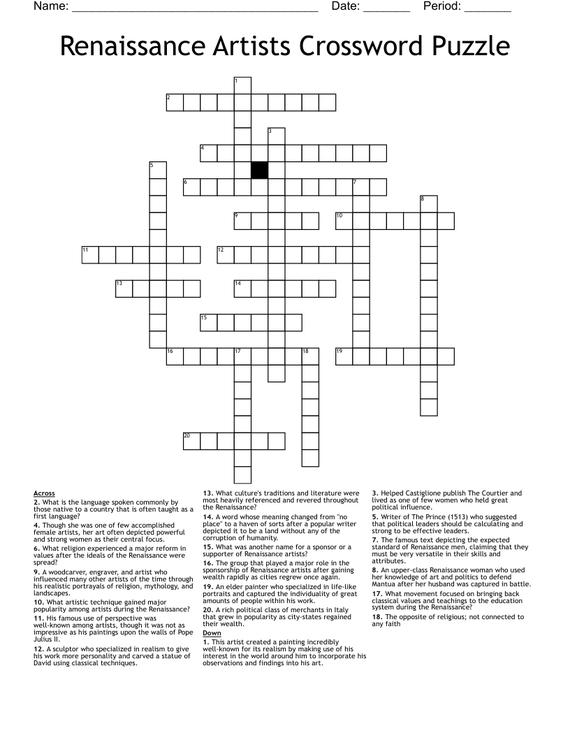 artists work crossword clue