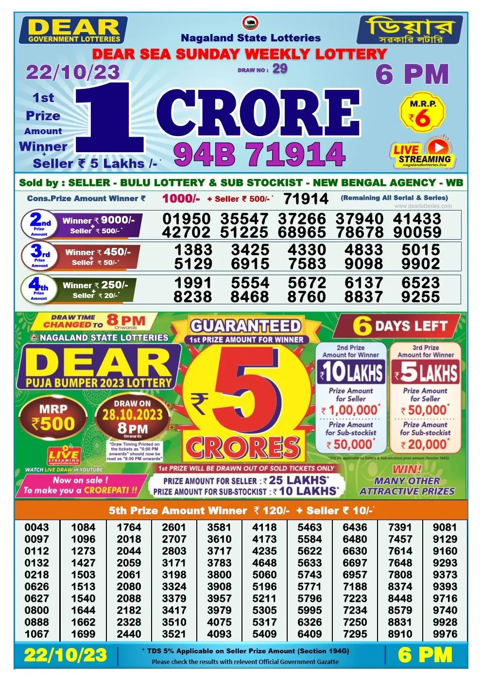 dear lottery 22 10 23