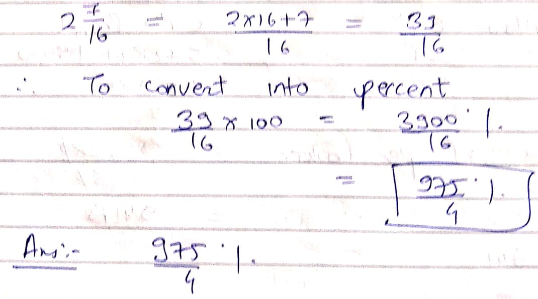 express the following fraction as percentage