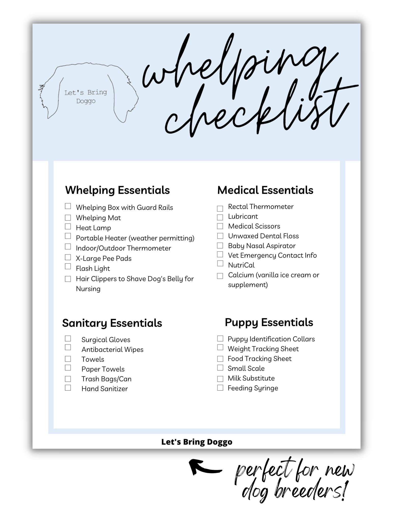 printable whelping checklist