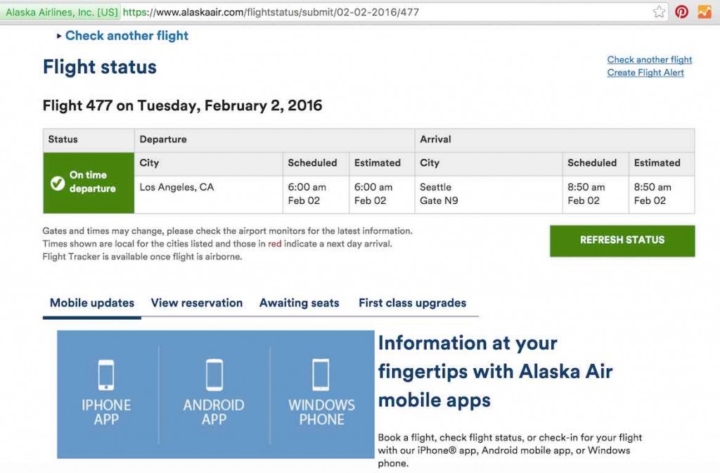 alaska airlines flight status