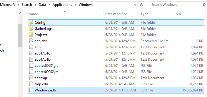delete windows.edb