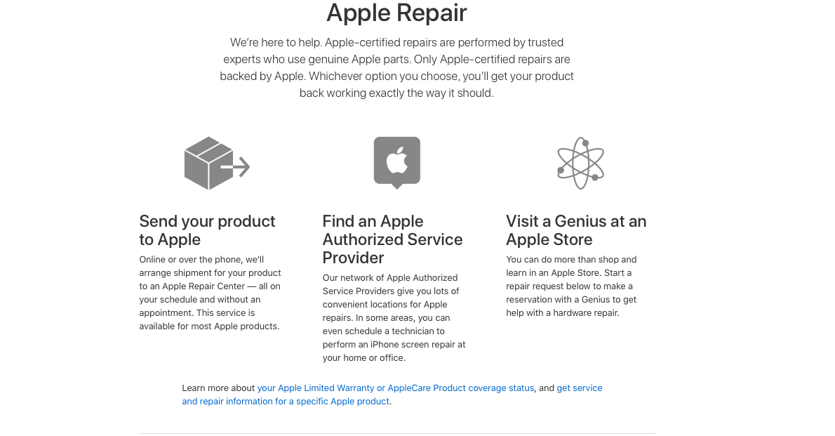 appointment for apple store repair