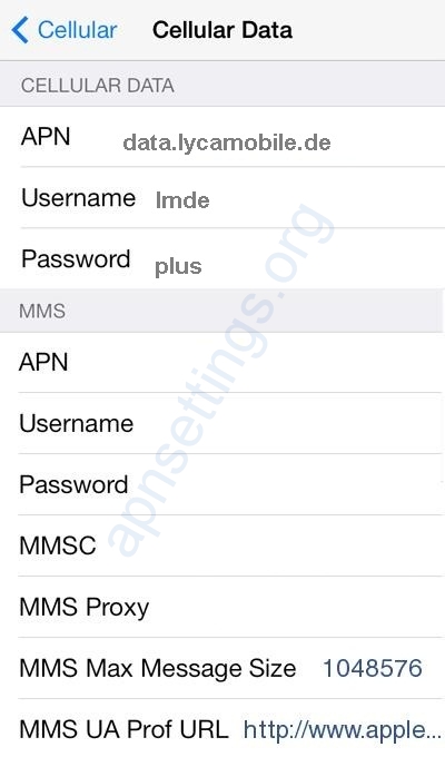 access point name for lycamobile