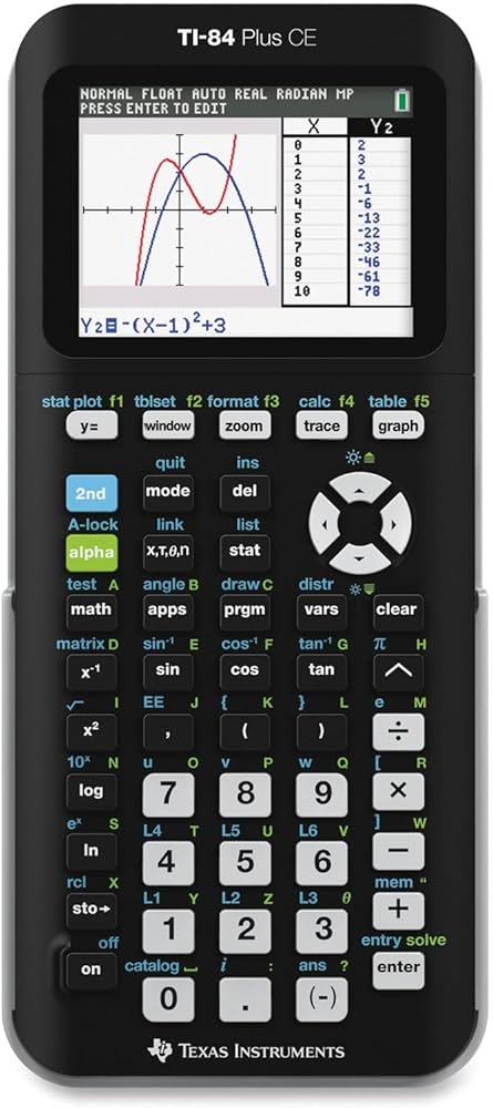 texas instruments ti-84 plus ce graphing calculator.