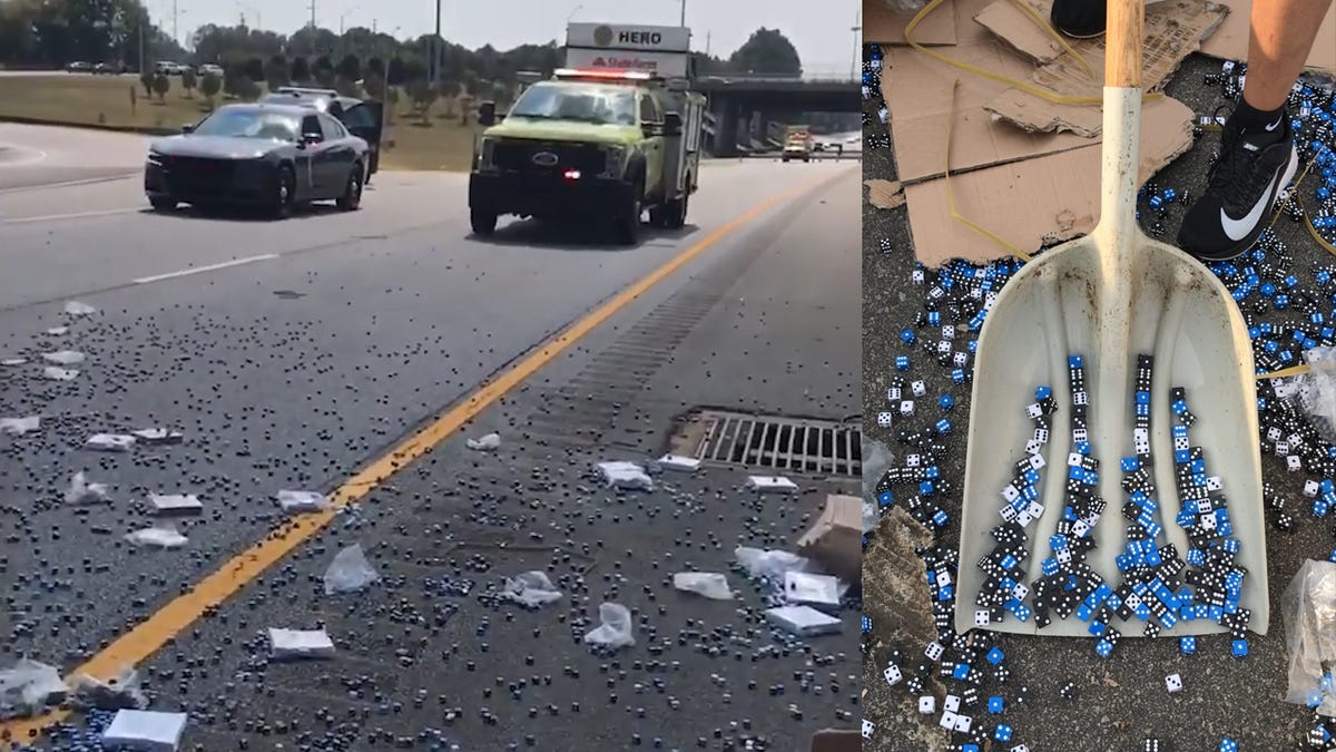 truck spills dice