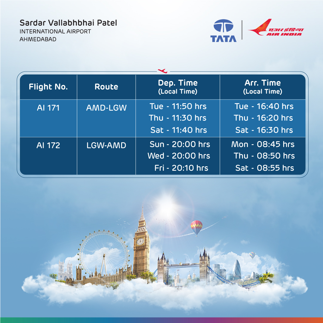 ahmedabad to london direct flight