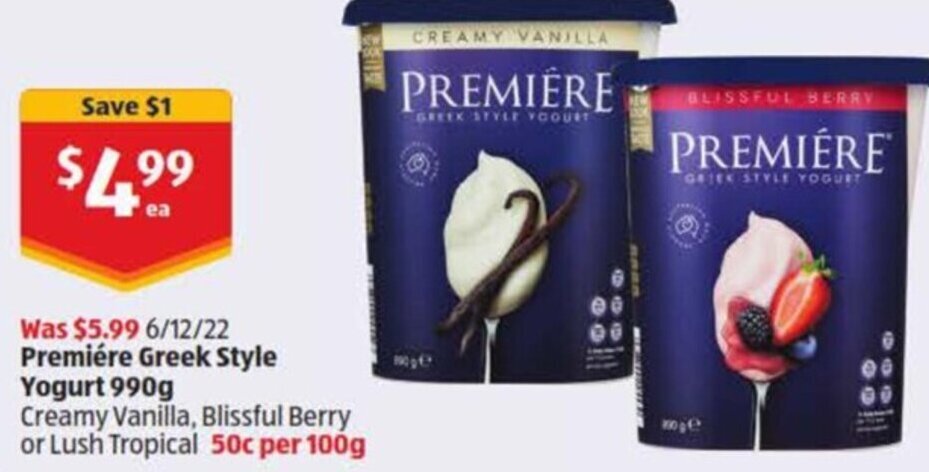 aldi premiere yoghurt