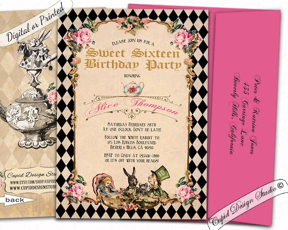 alice in wonderland quinceanera invitations