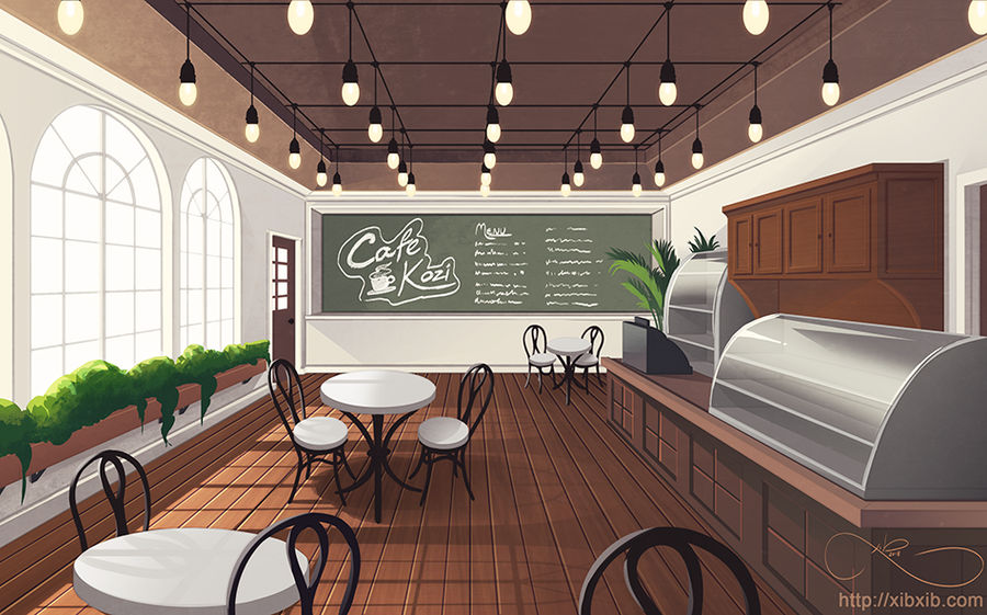 anime cafe background