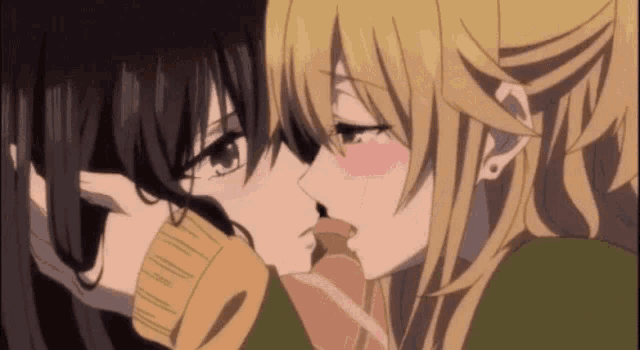 anime lesbian kiss