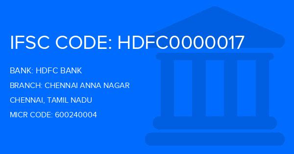 anna nagar hdfc bank ifsc code