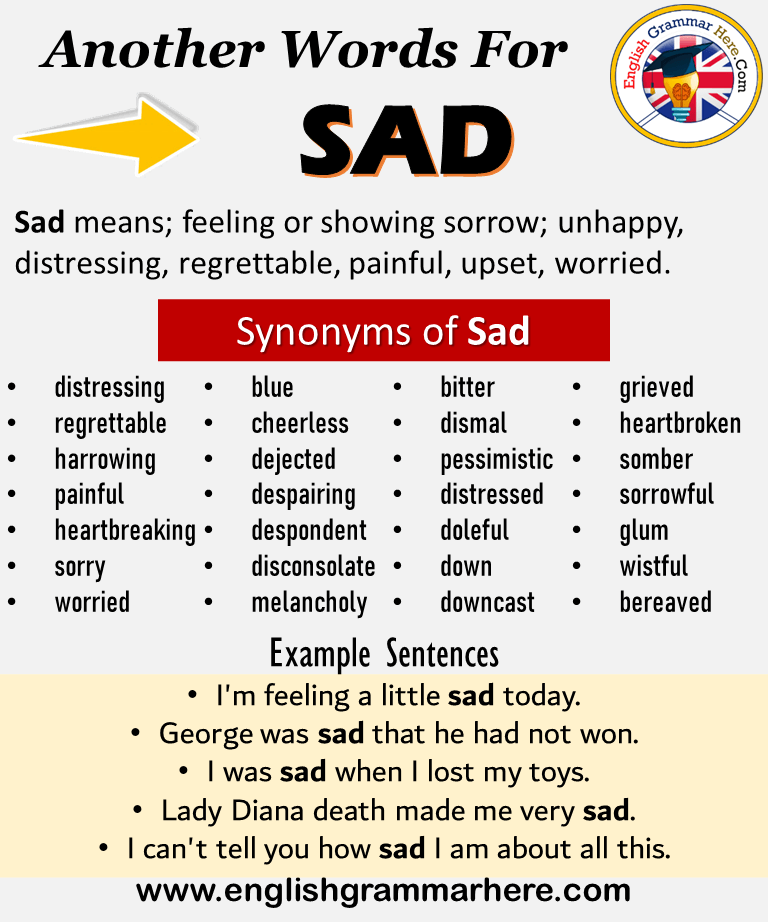 another word for very sad